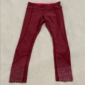 Maroon LULULEMON running leggings